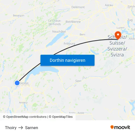 Thoiry to Sarnen map