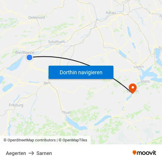 Aegerten to Sarnen map