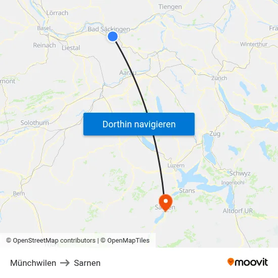 Münchwilen to Sarnen map