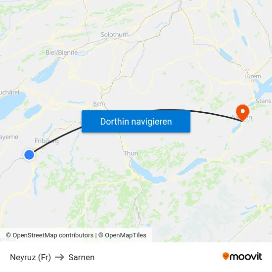 Neyruz (Fr) to Sarnen map
