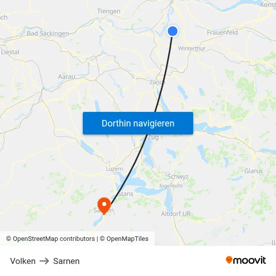 Volken to Sarnen map