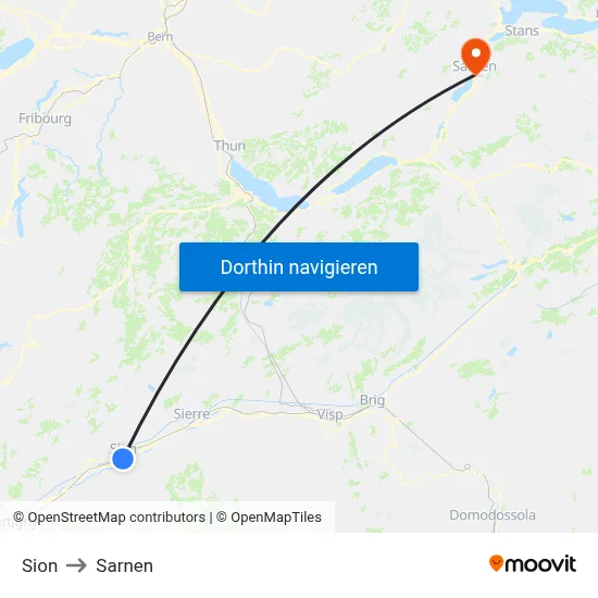 Sion to Sarnen map