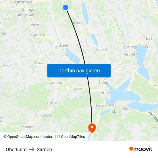 Oberkulm to Sarnen map