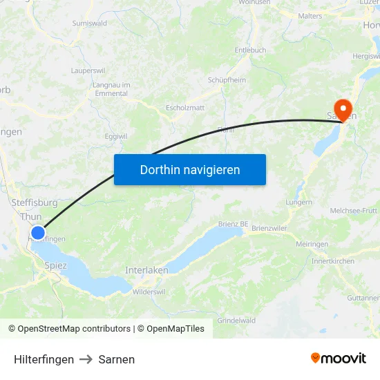 Hilterfingen to Sarnen map