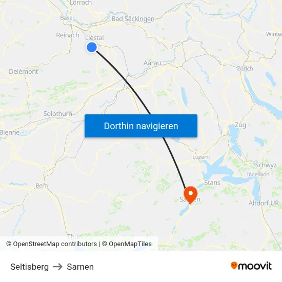 Seltisberg to Sarnen map