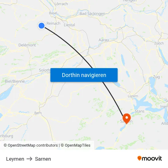 Leymen to Sarnen map