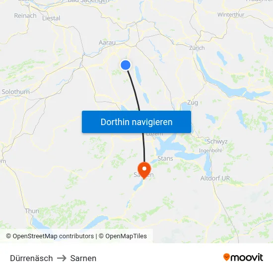 Dürrenäsch to Sarnen map