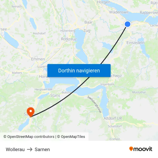 Wollerau to Sarnen map