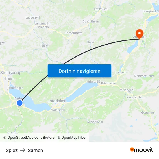 Spiez to Sarnen map