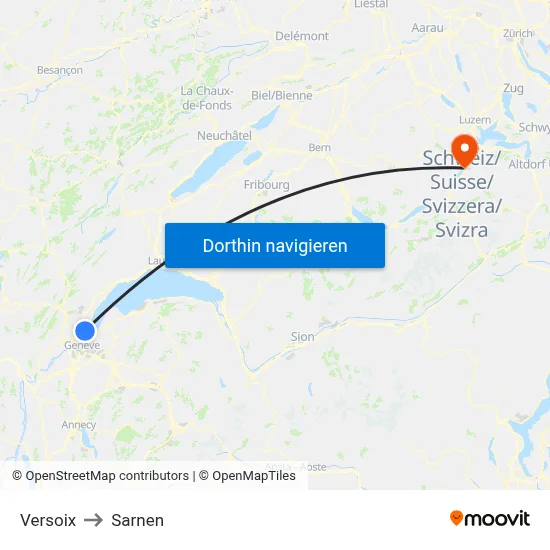 Versoix to Sarnen map