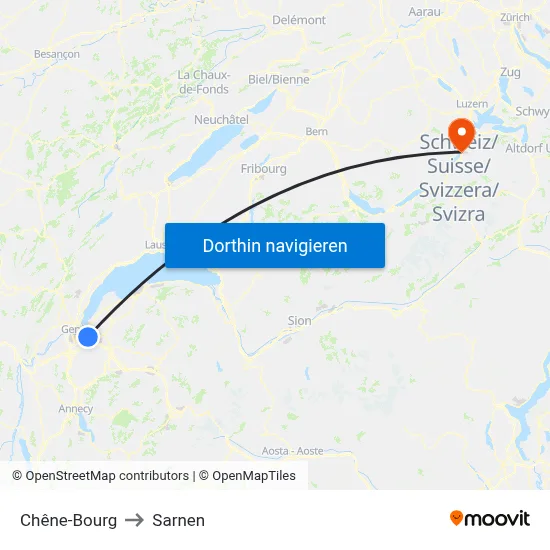 Chêne-Bourg to Sarnen map