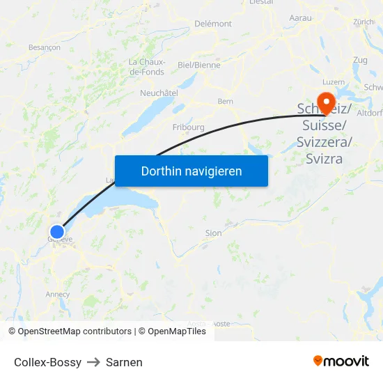 Collex-Bossy to Sarnen map