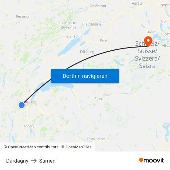Dardagny to Sarnen map