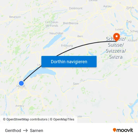 Genthod to Sarnen map