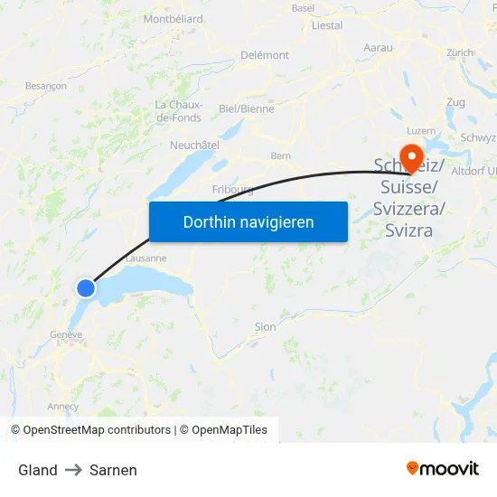 Gland to Sarnen map