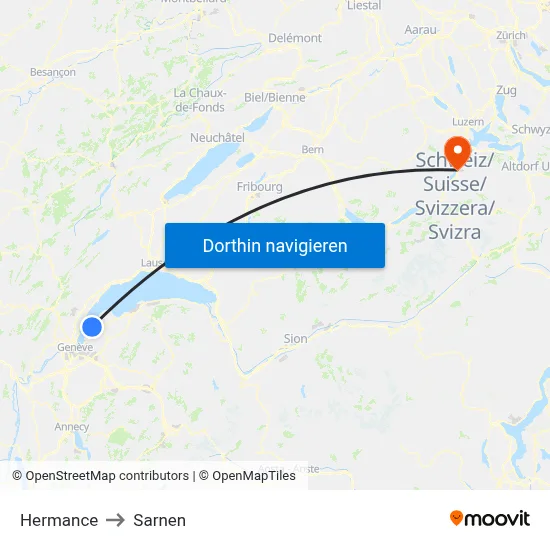 Hermance to Sarnen map