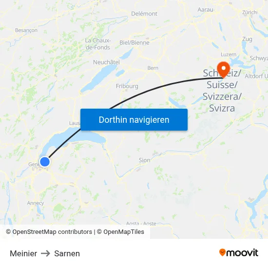 Meinier to Sarnen map