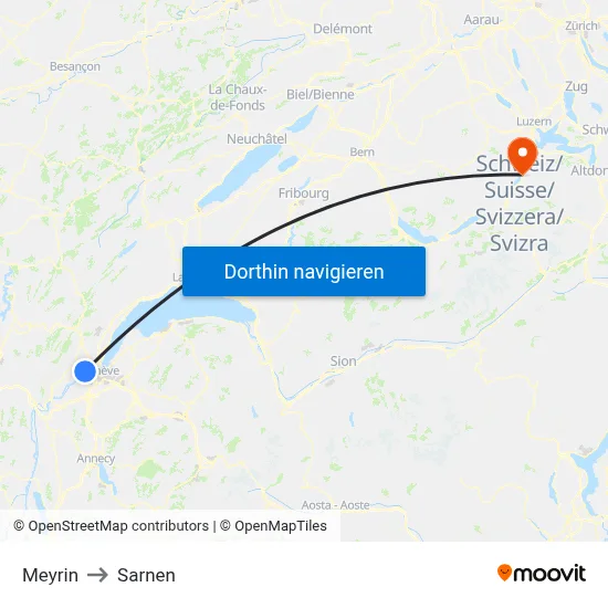 Meyrin to Sarnen map