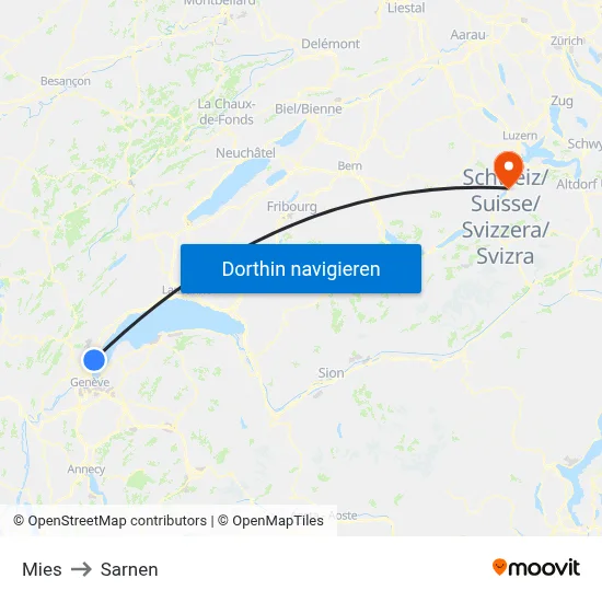 Mies to Sarnen map