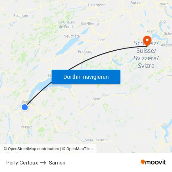 Perly-Certoux to Sarnen map