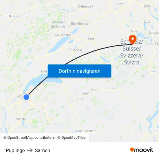 Puplinge to Sarnen map