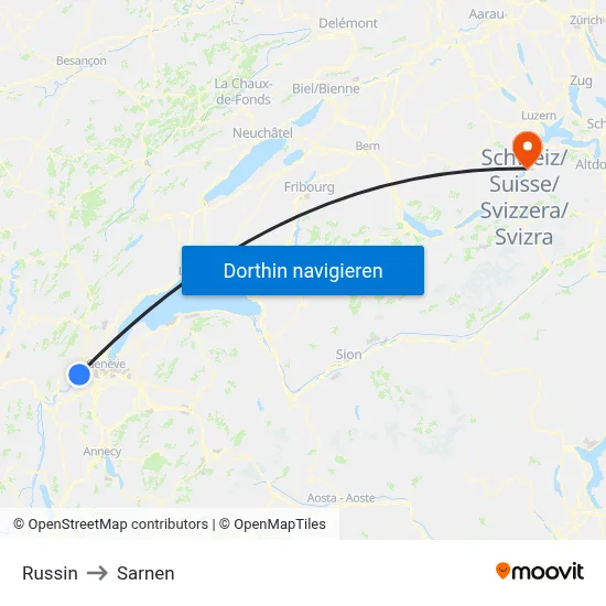 Russin to Sarnen map