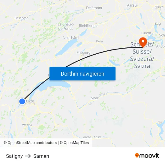 Satigny to Sarnen map
