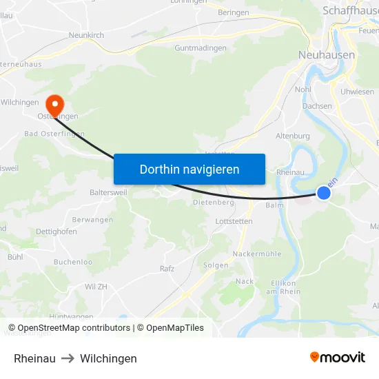 Rheinau to Wilchingen map