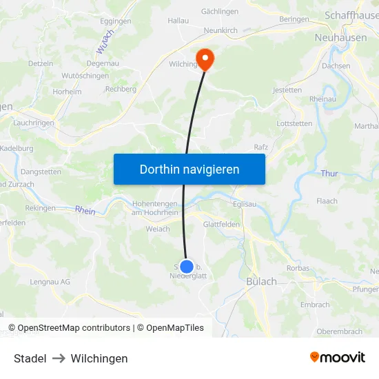 Stadel to Wilchingen map