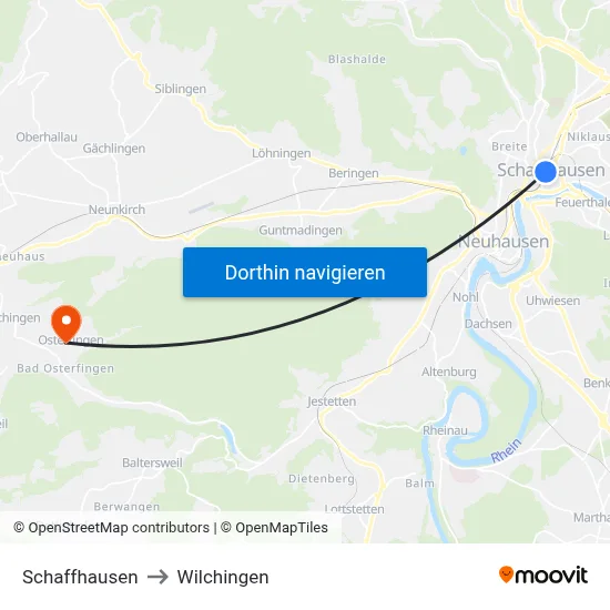Schaffhausen to Wilchingen map
