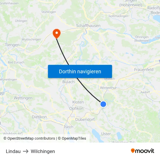 Lindau to Wilchingen map