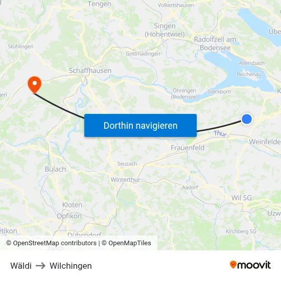Wäldi to Wilchingen map
