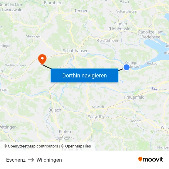 Eschenz to Wilchingen map