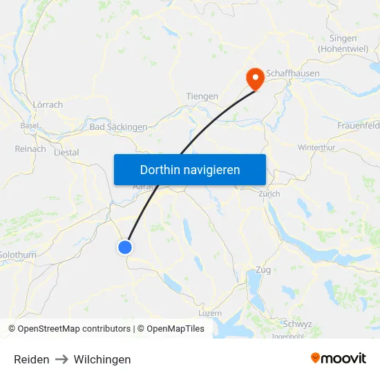 Reiden to Wilchingen map