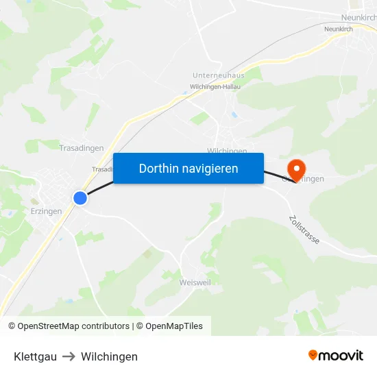 Klettgau to Wilchingen map