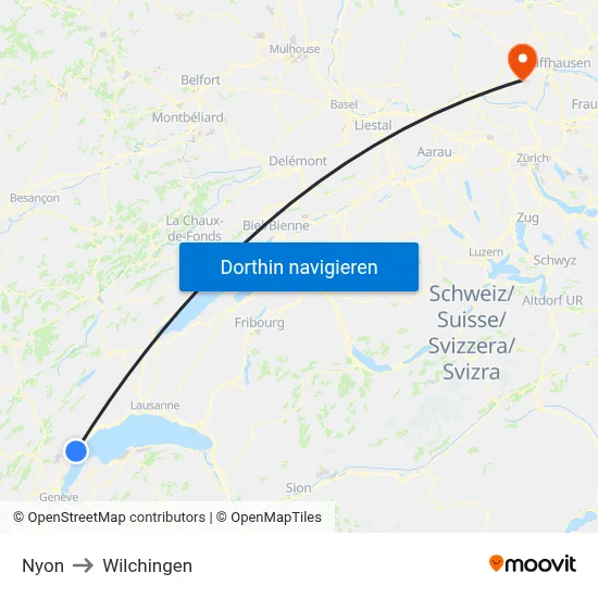 Nyon to Wilchingen map