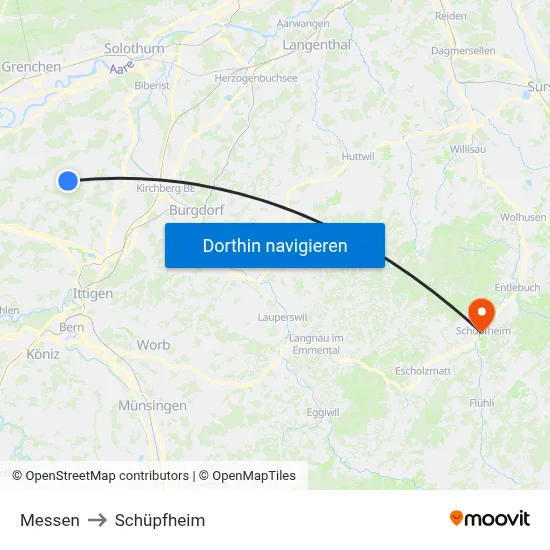 Messen to Schüpfheim map