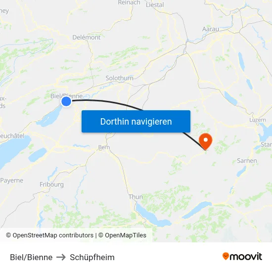 Biel/Bienne to Schüpfheim map
