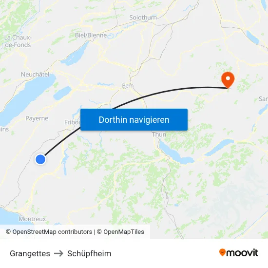 Grangettes to Schüpfheim map