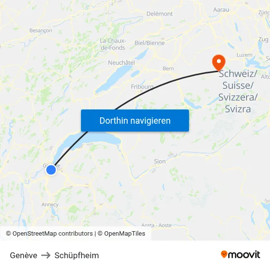 Genève to Schüpfheim map
