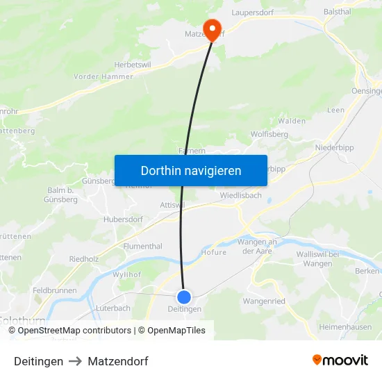 Deitingen to Matzendorf map