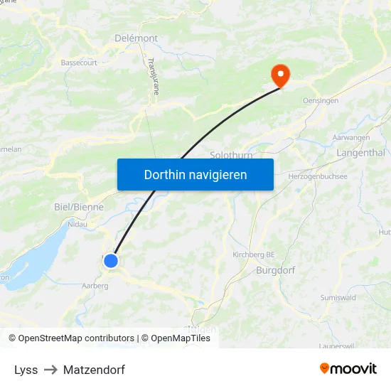 Lyss to Matzendorf map