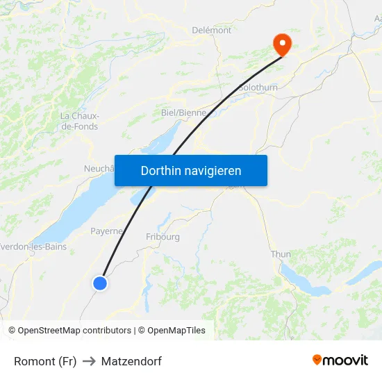 Romont (Fr) to Matzendorf map