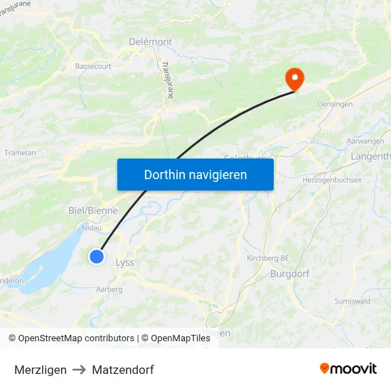 Merzligen to Matzendorf map