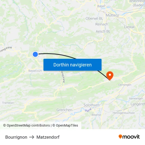 Bourrignon to Matzendorf map