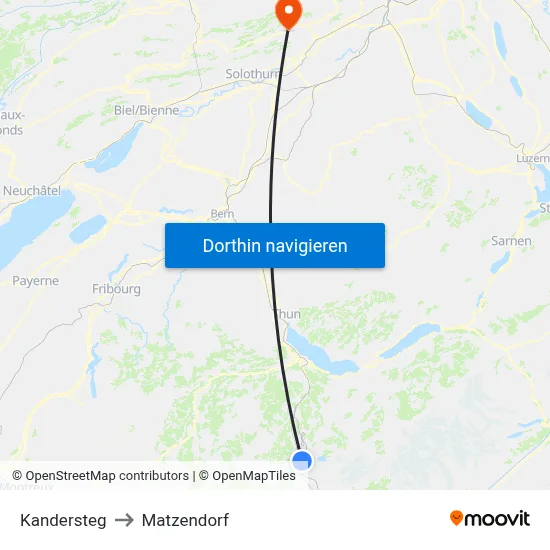 Kandersteg to Matzendorf map