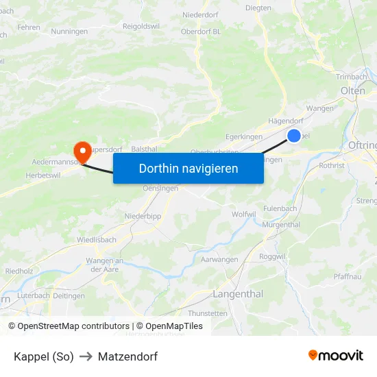Kappel (So) to Matzendorf map