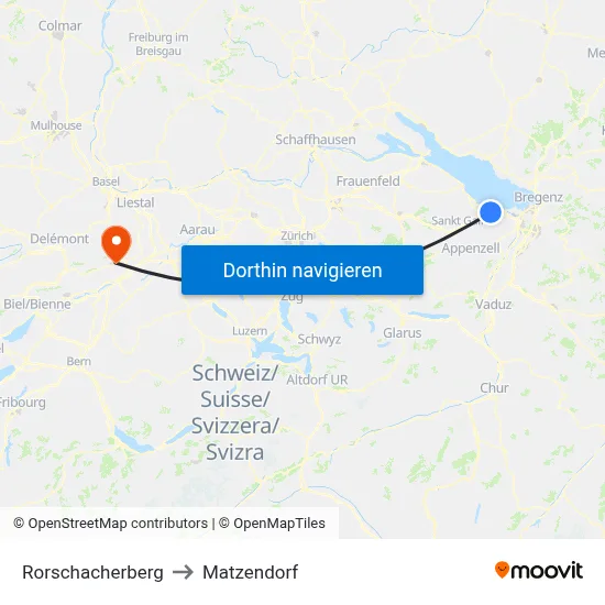 Rorschacherberg to Matzendorf map