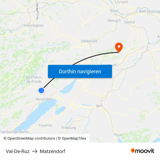 Val-De-Ruz to Matzendorf map