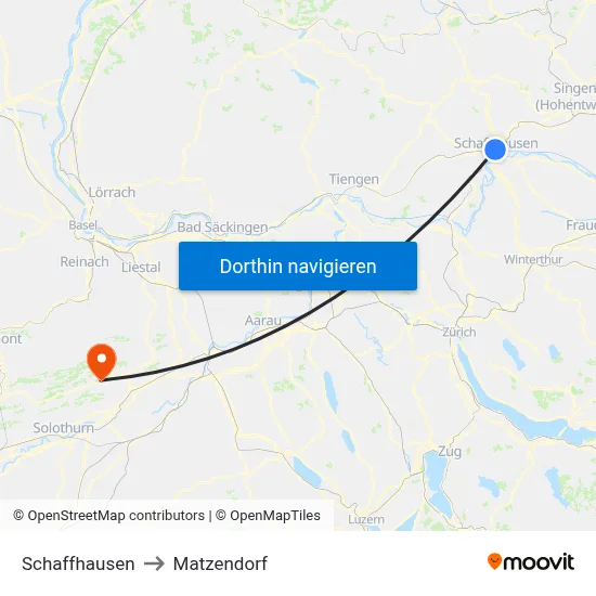 Schaffhausen to Matzendorf map